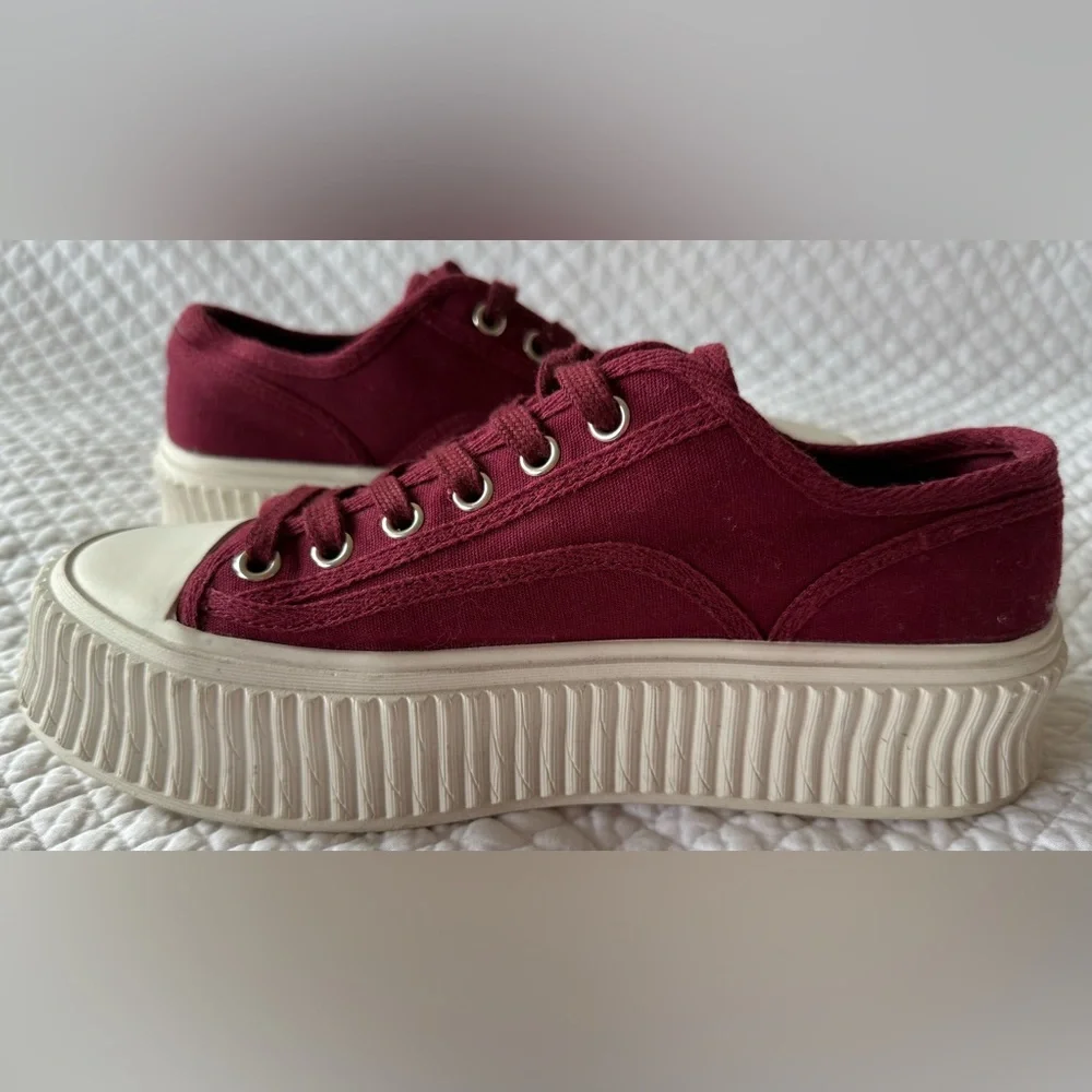 Dorothee Schumacher Platform Canvas Sneakers – Burgundy – EU 39 (US 8.5–9)